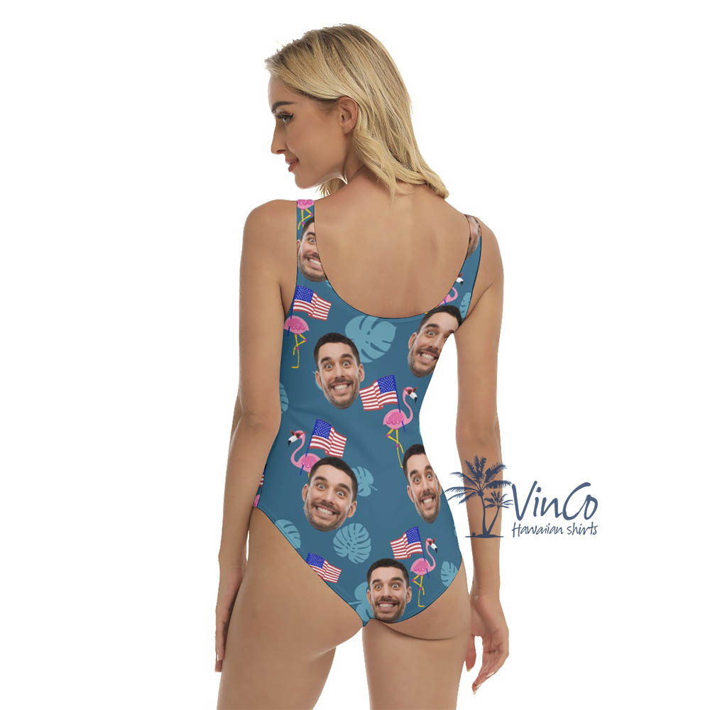 Custom Flamingo 4th Of July Hawaiian Swimsuits For Women