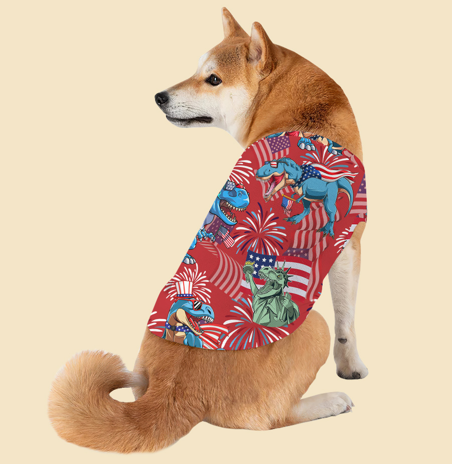 Funny Amerisaurus Rex Red Tank Top For Dog - variant image 1
