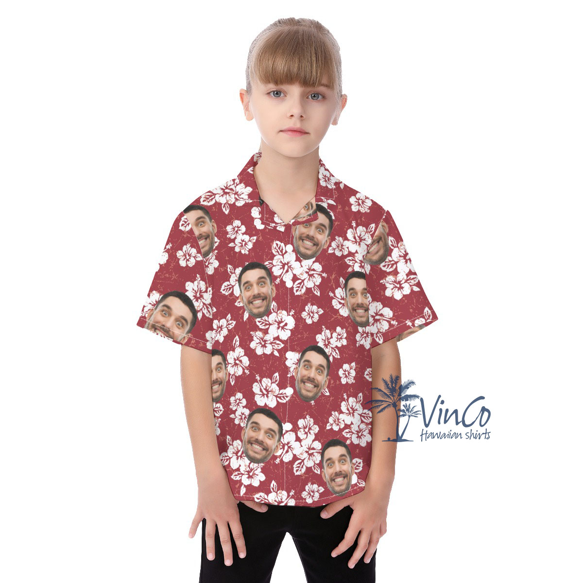 Hibiscus Floral Kids Custom Hawaiian Shirt With Multiple Faces - variant image 1