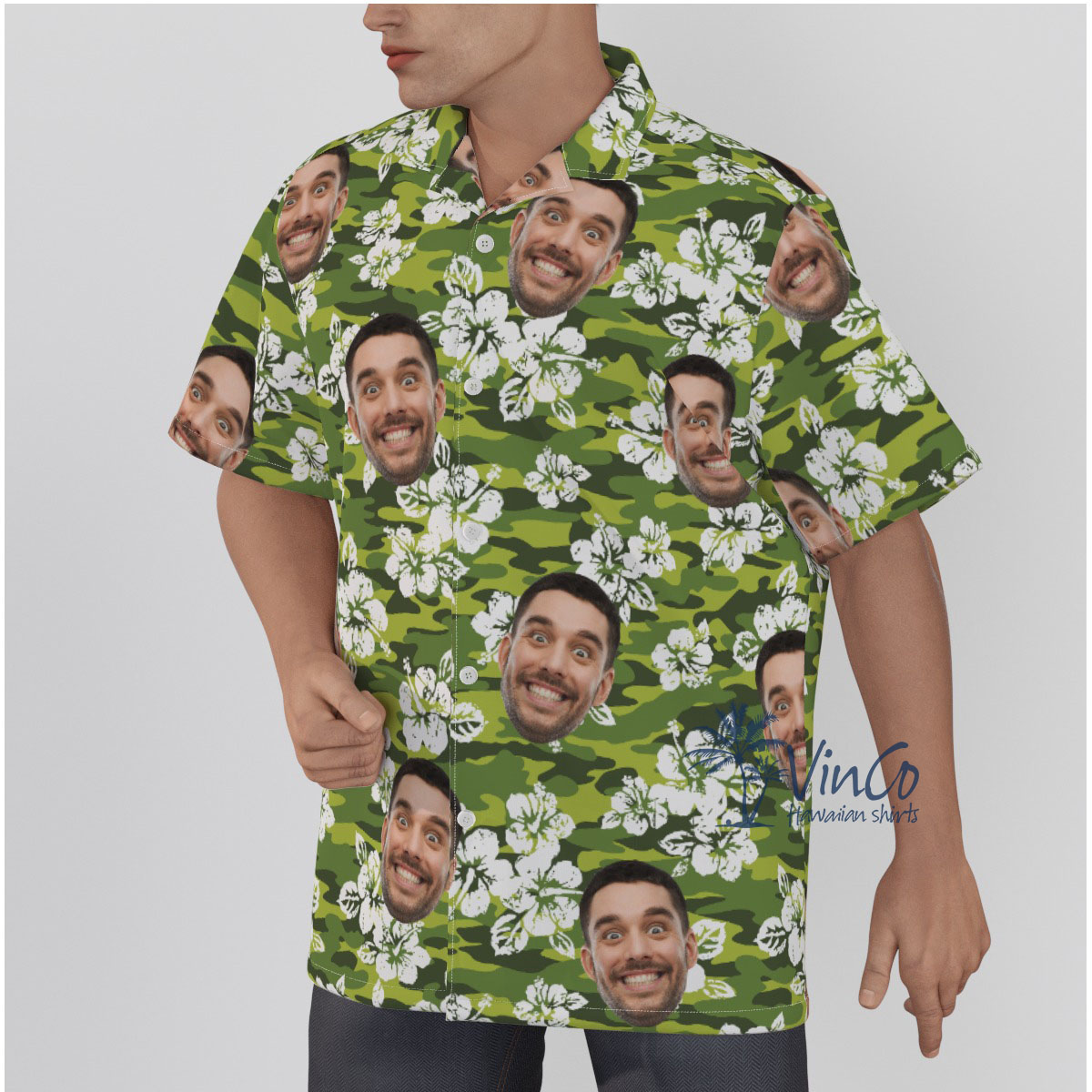 Hibiscus Camouflage Custom Hawaiian Shirt With Multiple Faces