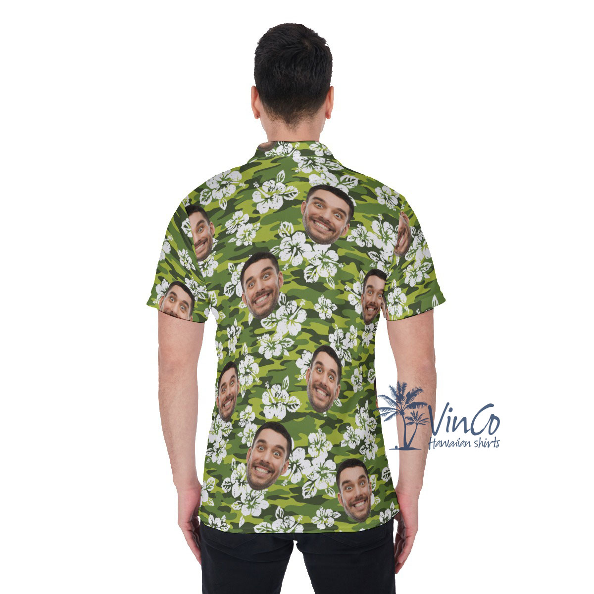 Hibiscus Camouflage Men's Polo Shirt With Multiple Faces