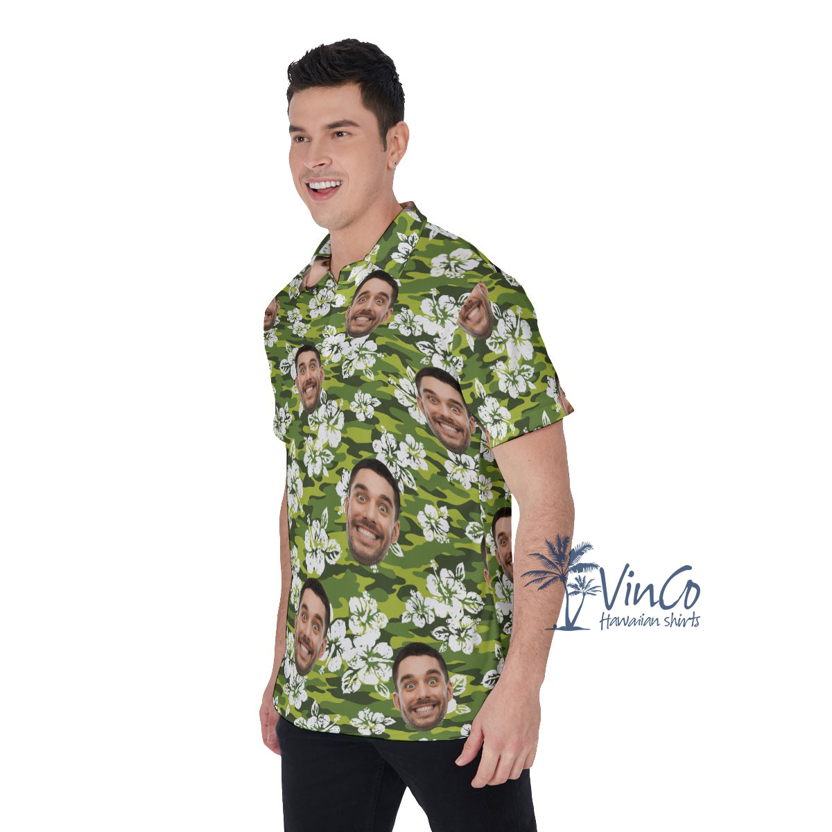 Hibiscus Camouflage Men's Polo Shirt With Multiple Faces