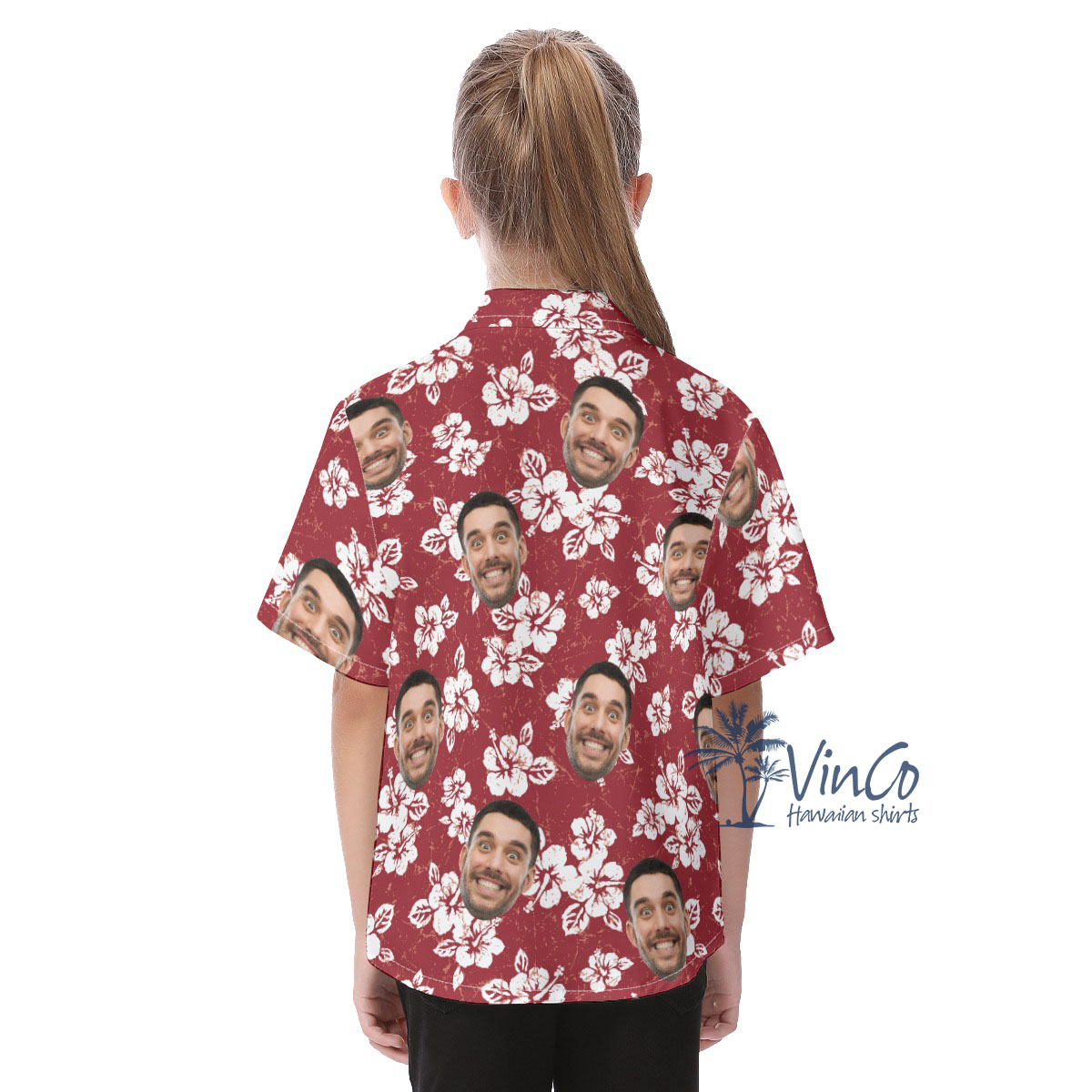 Hibiscus Floral Kids Custom Hawaiian Shirt With Multiple Faces