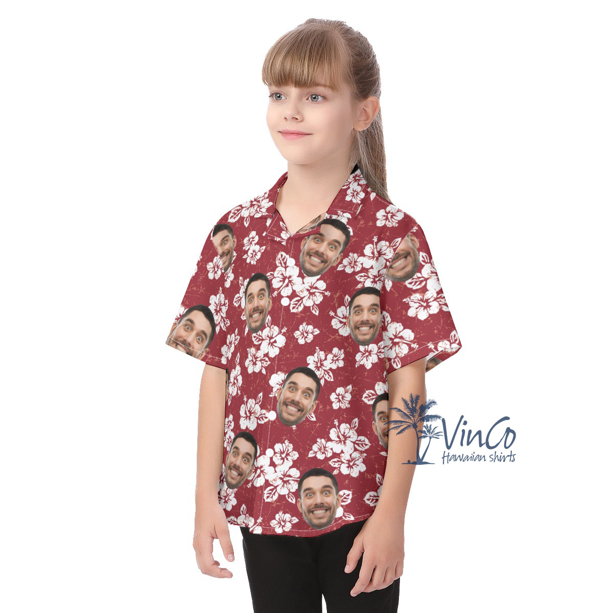 Hibiscus Floral Kids Custom Hawaiian Shirt With Multiple Faces