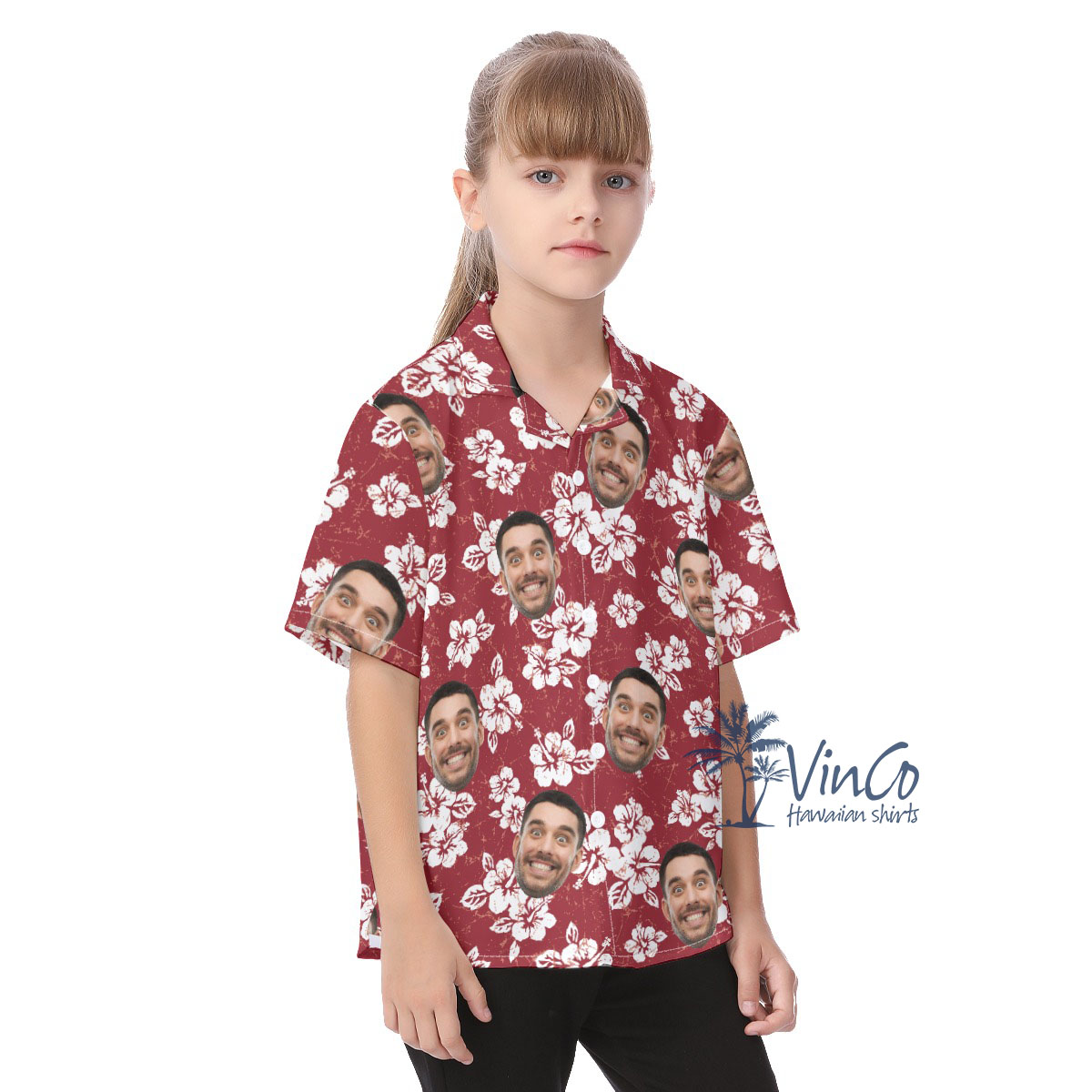 Hibiscus Floral Kids Custom Hawaiian Shirt With Multiple Faces