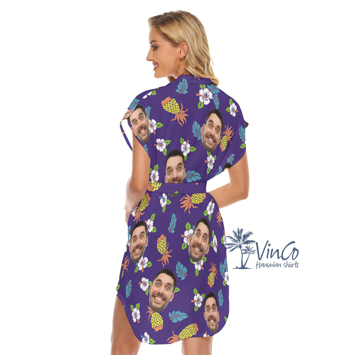 Pineapple Navy Custom Hawaiian Dress With Photo