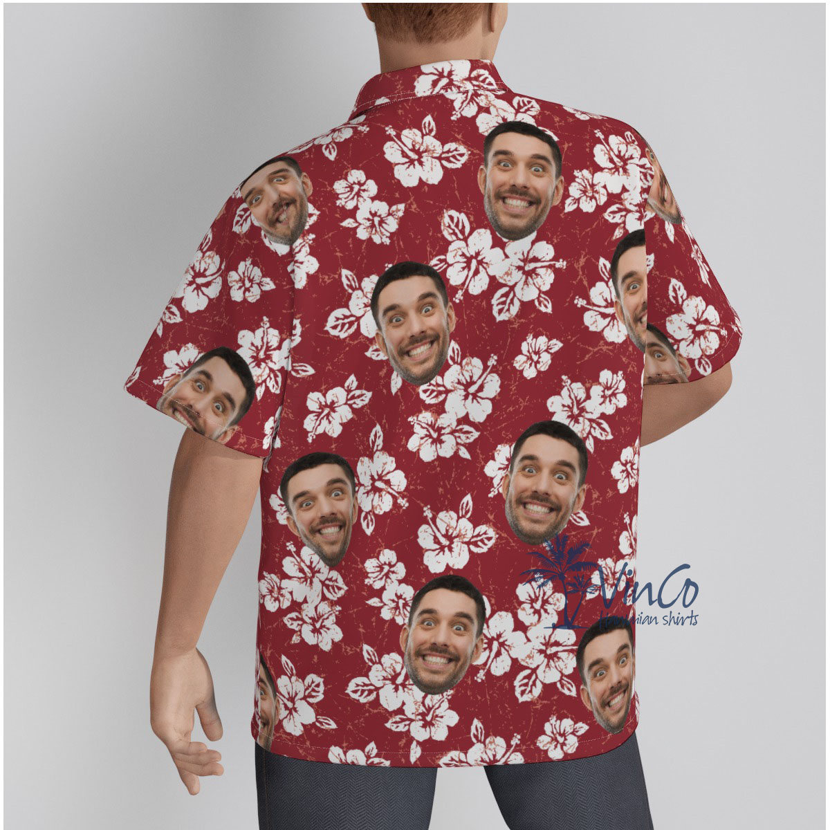 Hibiscus Floral Custom Button Up Shirt With Face