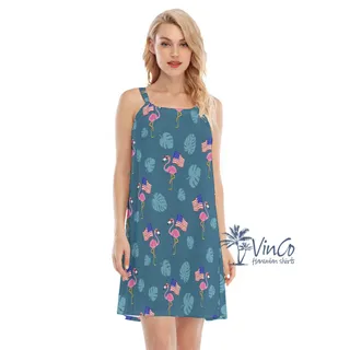Flamingo Patriotic Hawaiian Dress For Women
