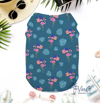 Flamingo Patriotic Hawaiian Shirt For Dogs