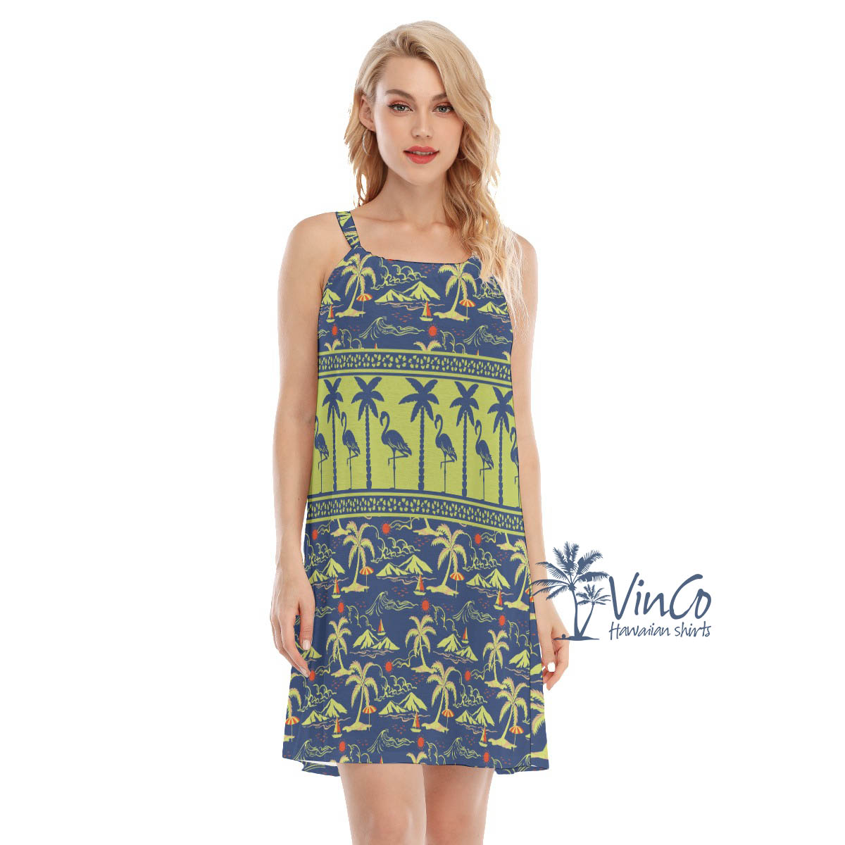Womens Flamingo Hawaiian Dress For Summer - variant image 1