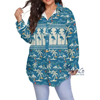 Pretty Flamingo Plus Size Aloha Shirt For Women
