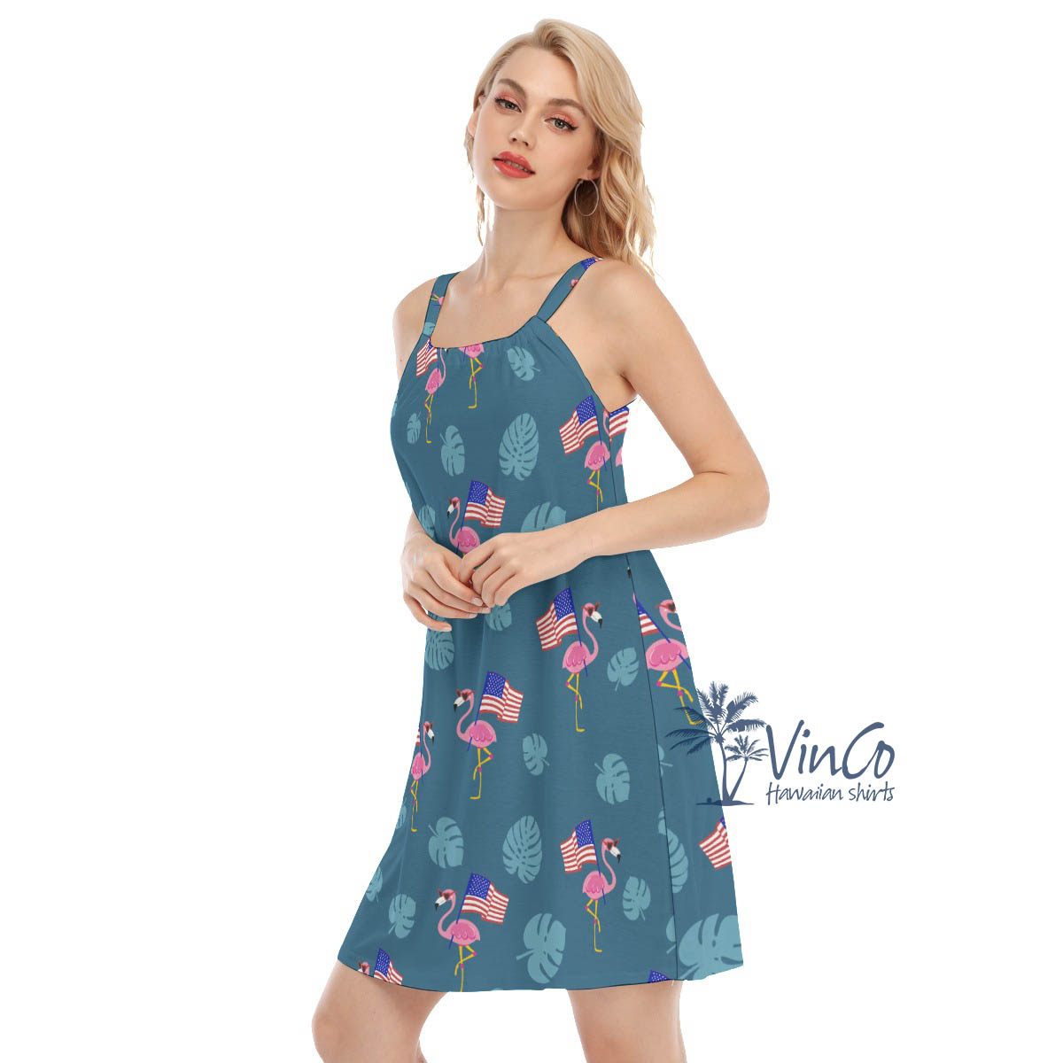 Flamingo Patriotic Hawaiian Dress For Women