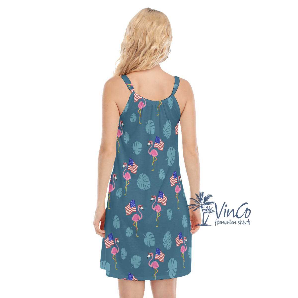 Flamingo Patriotic Hawaiian Dress For Women