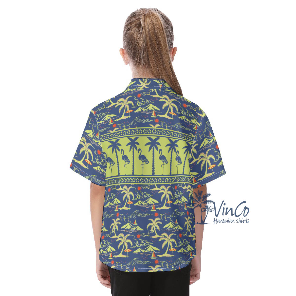 Kid's Flamingo Hawaiian Button Up Shirt