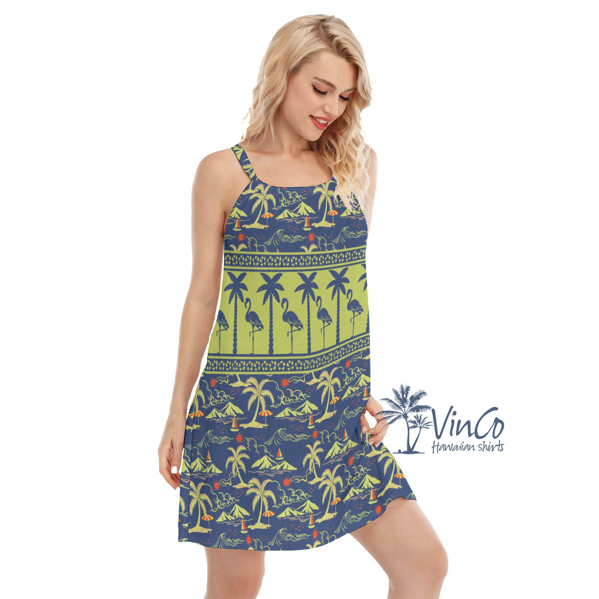 Womens Flamingo Hawaiian Dress For Summer
