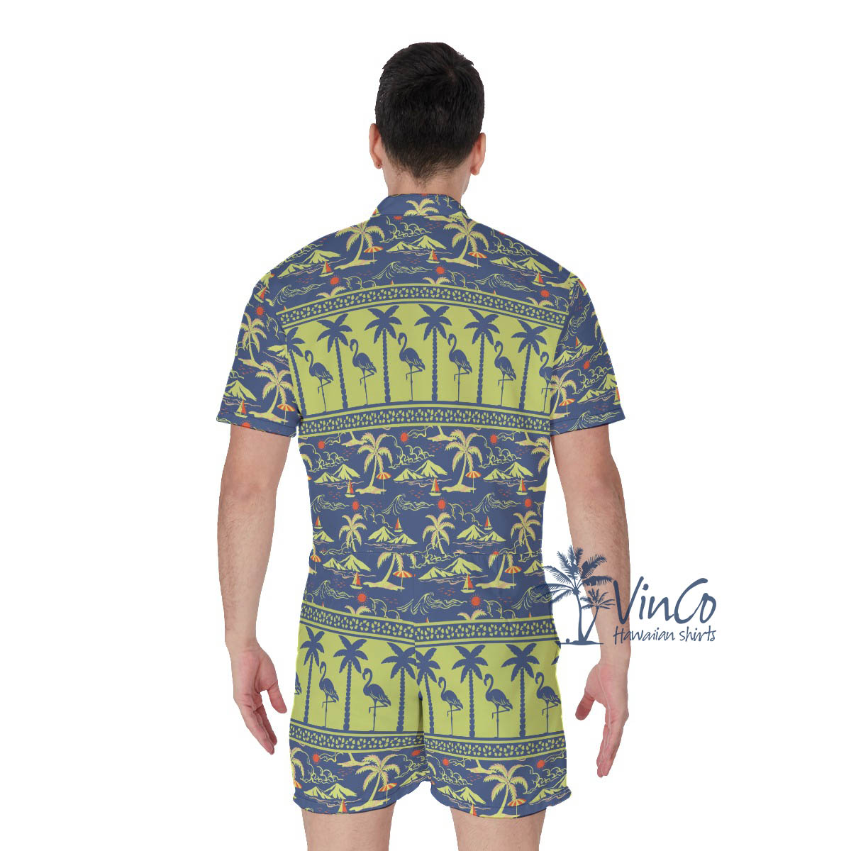 Men's Flamingo Hawaiian Romper For Summer