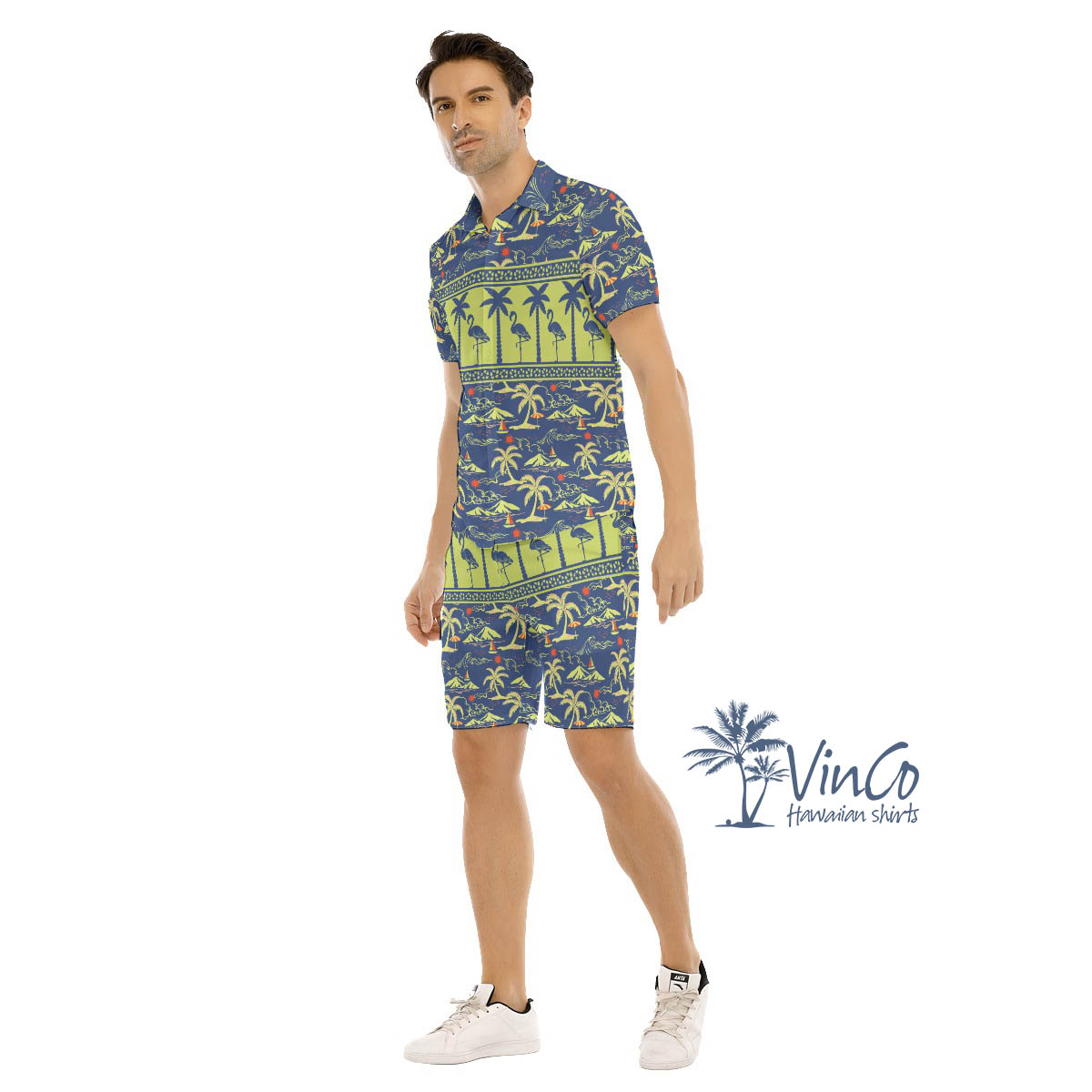 Mens Hawaiian Shirts Flamingo Set For Party
