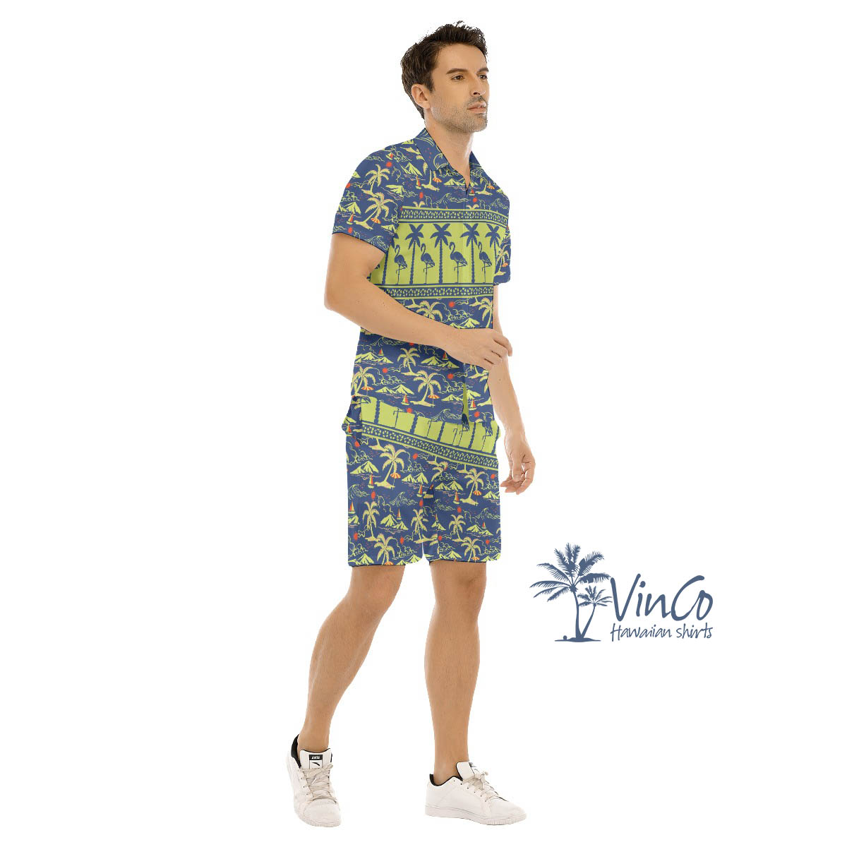 Mens Hawaiian Shirts Flamingo Set For Party