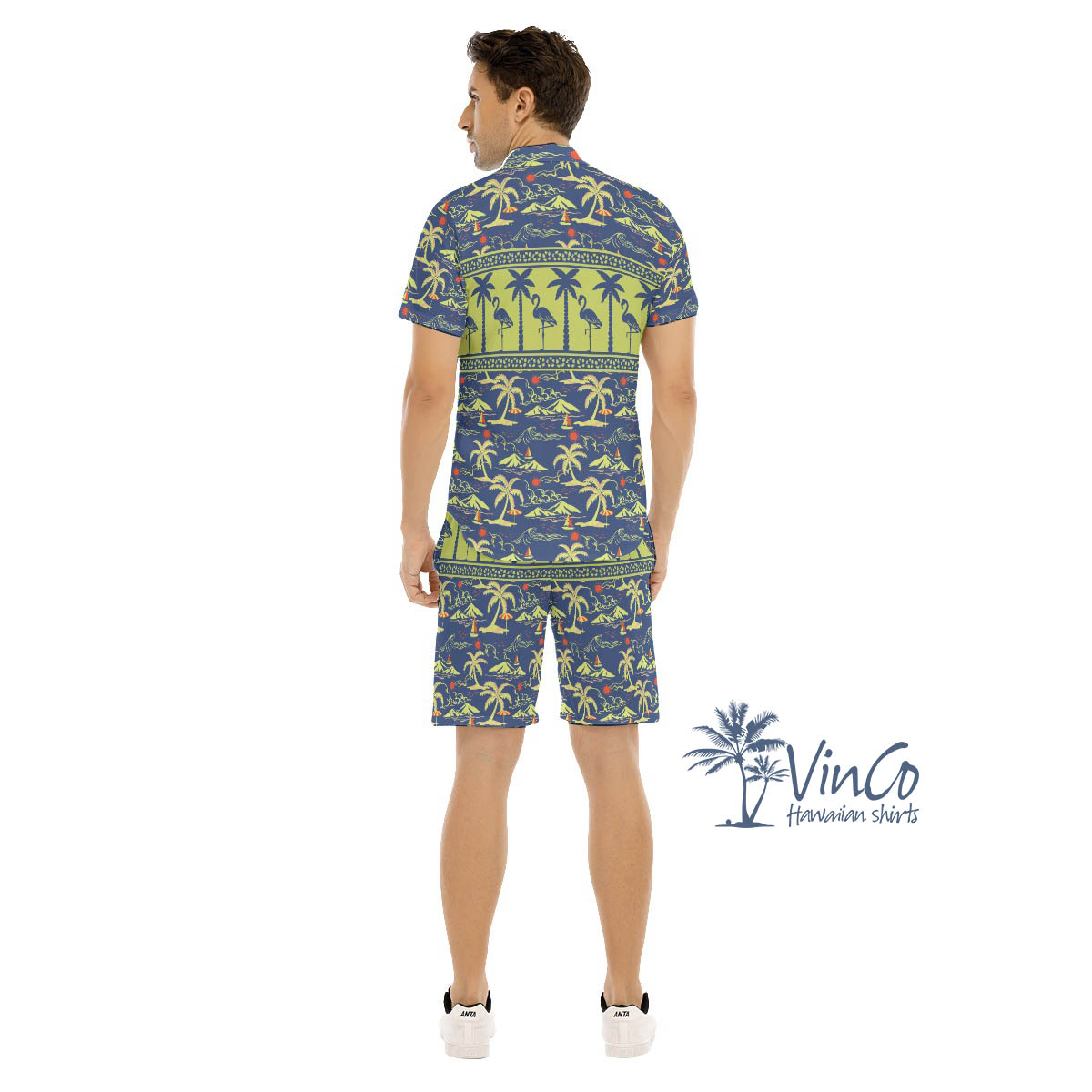 Mens Hawaiian Shirts Flamingo Set For Party
