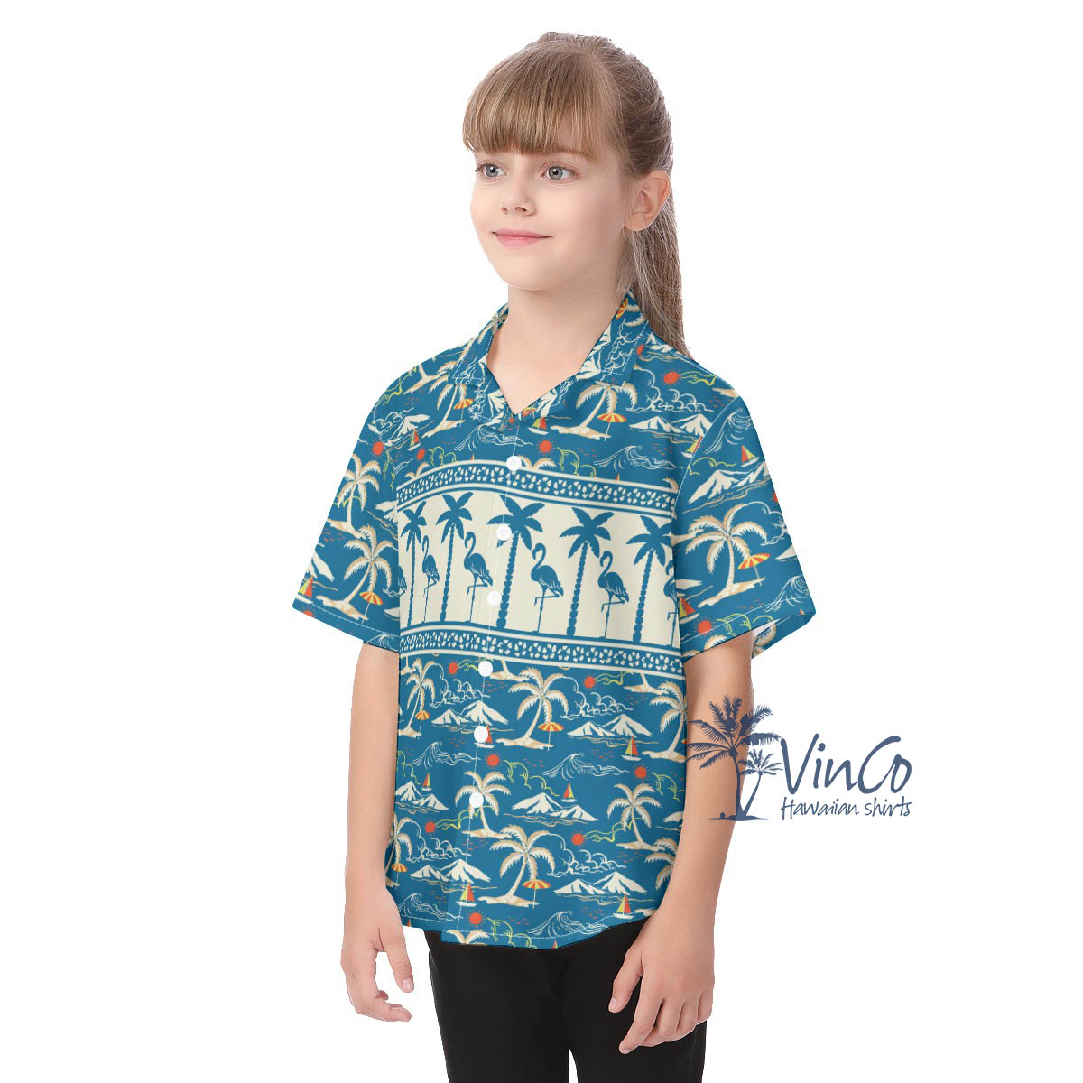 Kid's Hawaiian Shirt With Flamingos