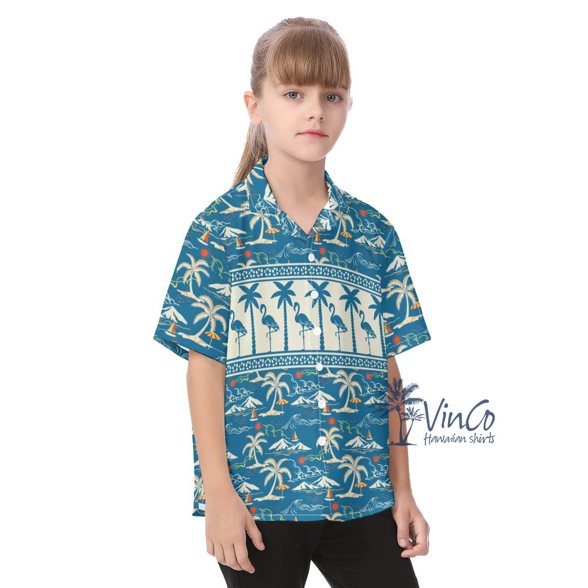 Kid's Hawaiian Shirt With Flamingos