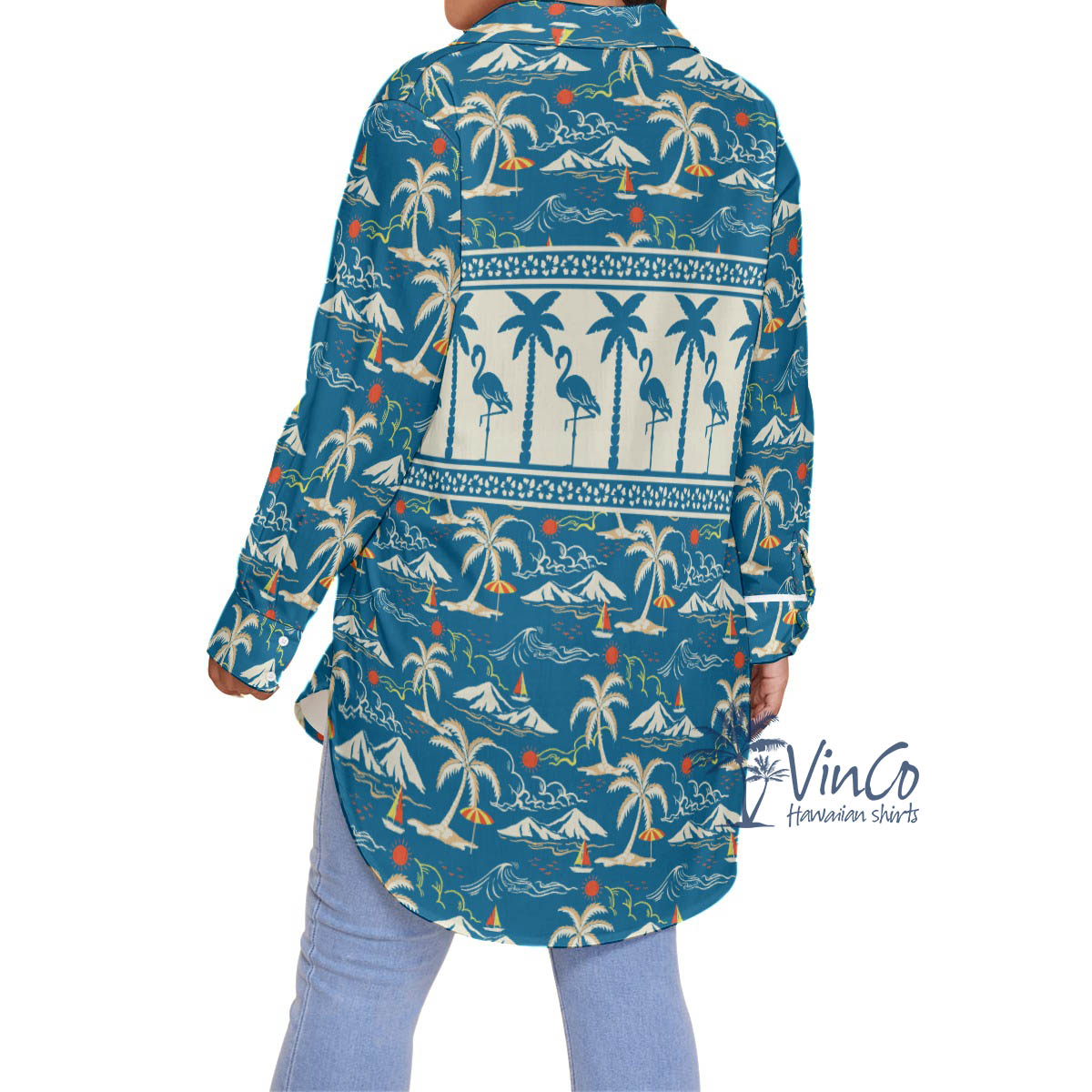 Pretty Flamingo Plus Size Aloha Shirt For Women
