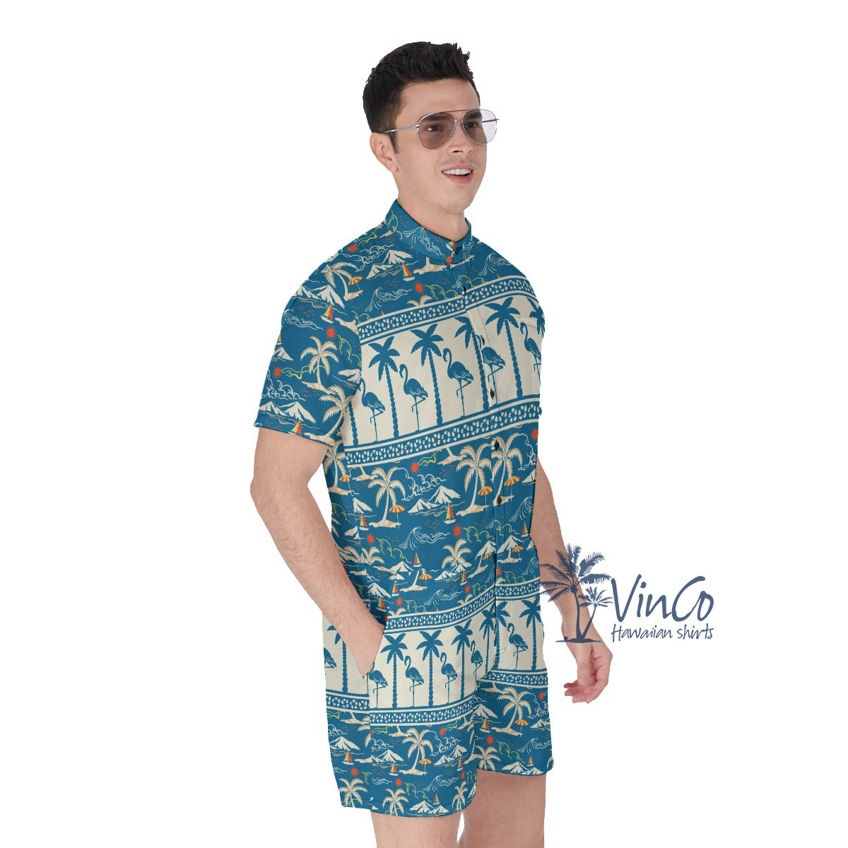Men's Flamingo Hawaiian Outfit Romper