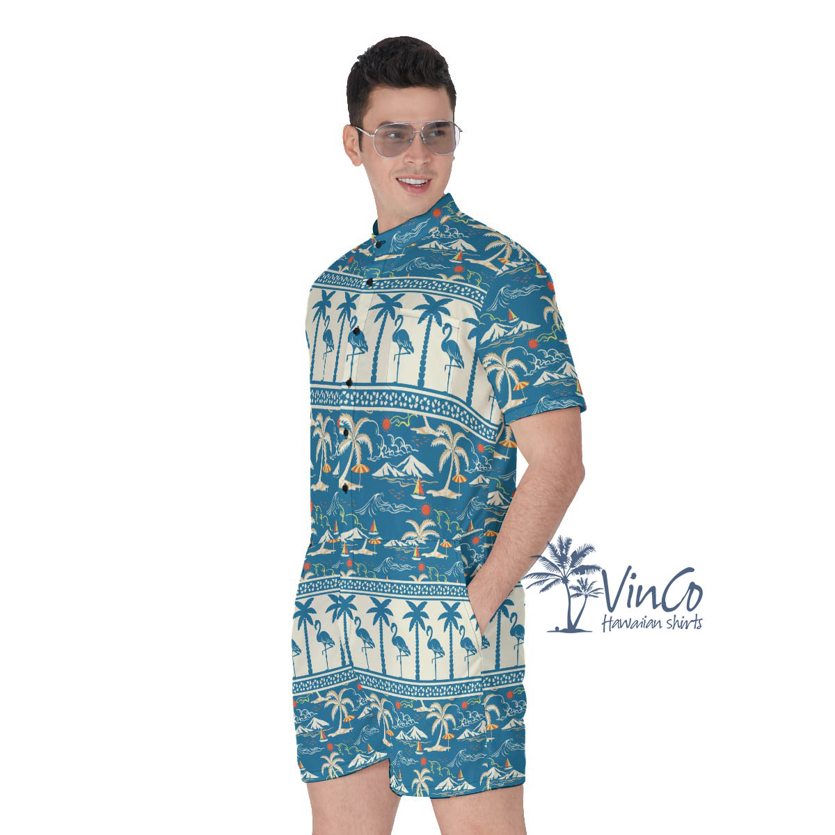 Men's Flamingo Hawaiian Outfit Romper