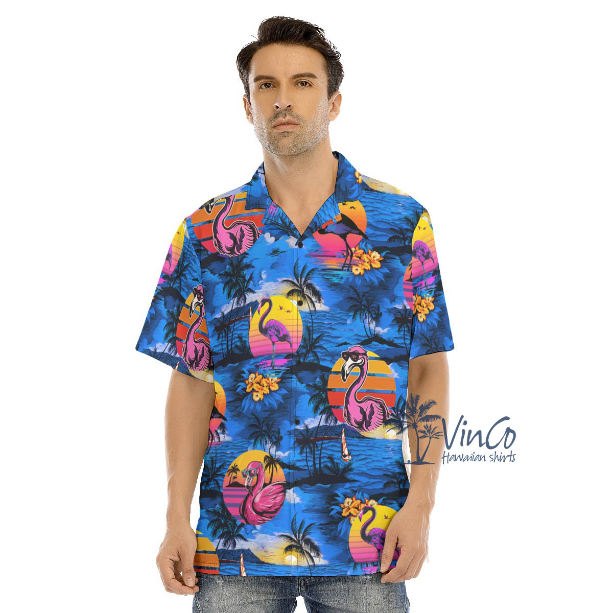 Funny Flamingo Tropical Beach Hawaiian Shirt - variant image 1