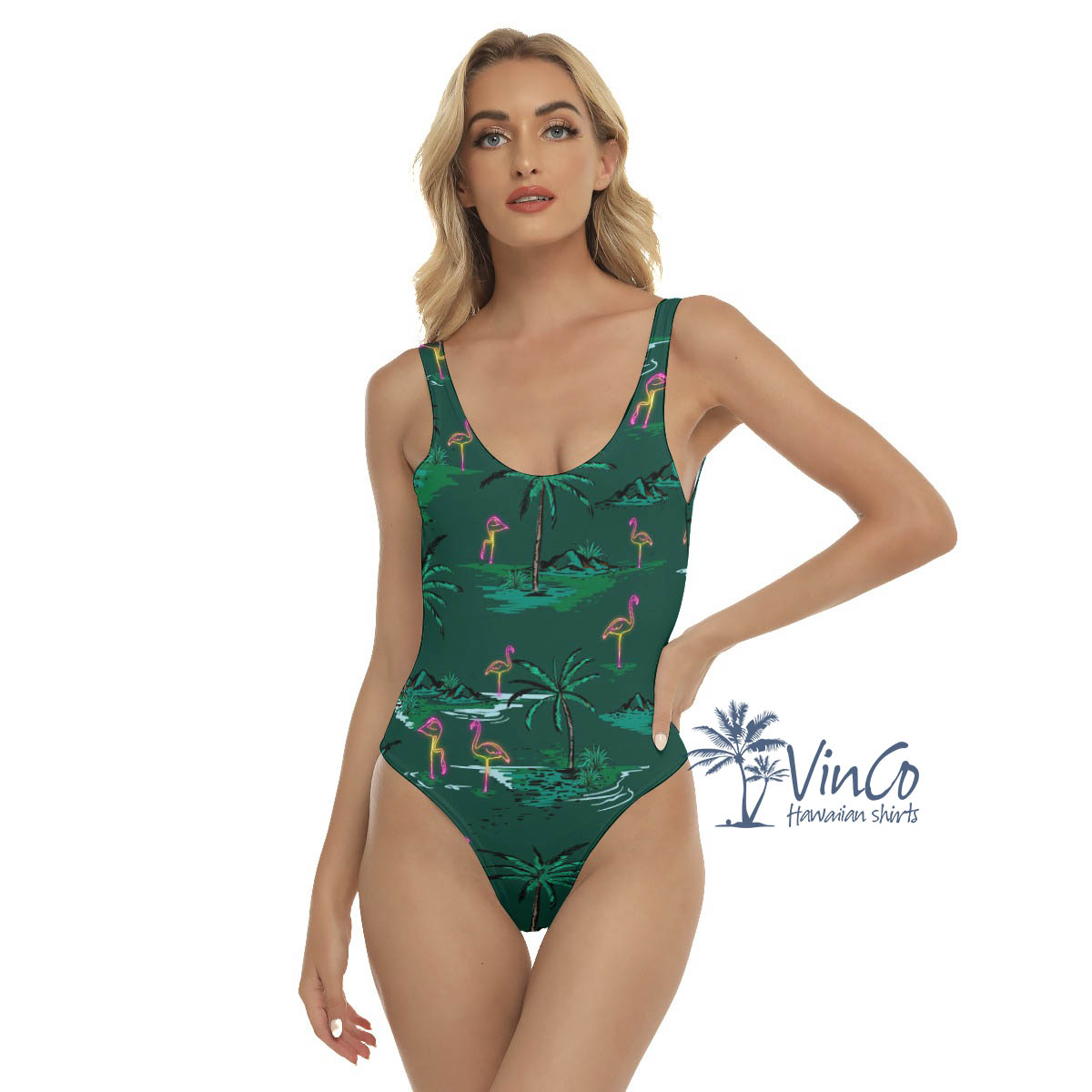 Green Flamingo One Piece Swimwear For Women - variant image 1
