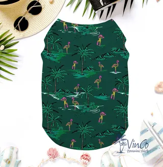 Flamingo Green Aloha Shirt For Dogs