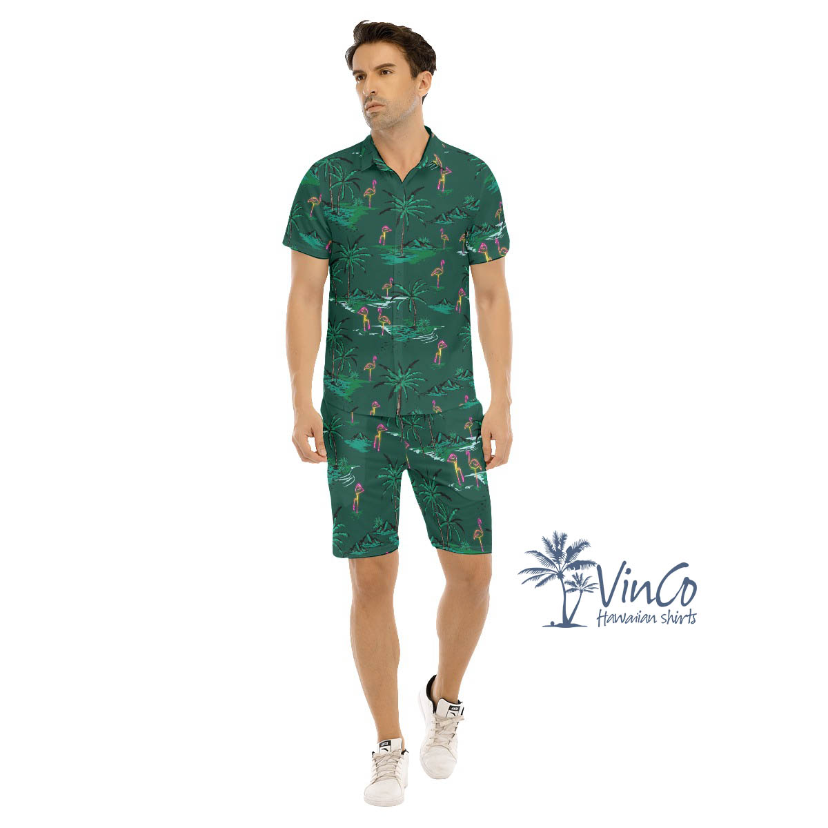 Hawaiian Flamingo Beach Shirt Set For Men - variant image 1