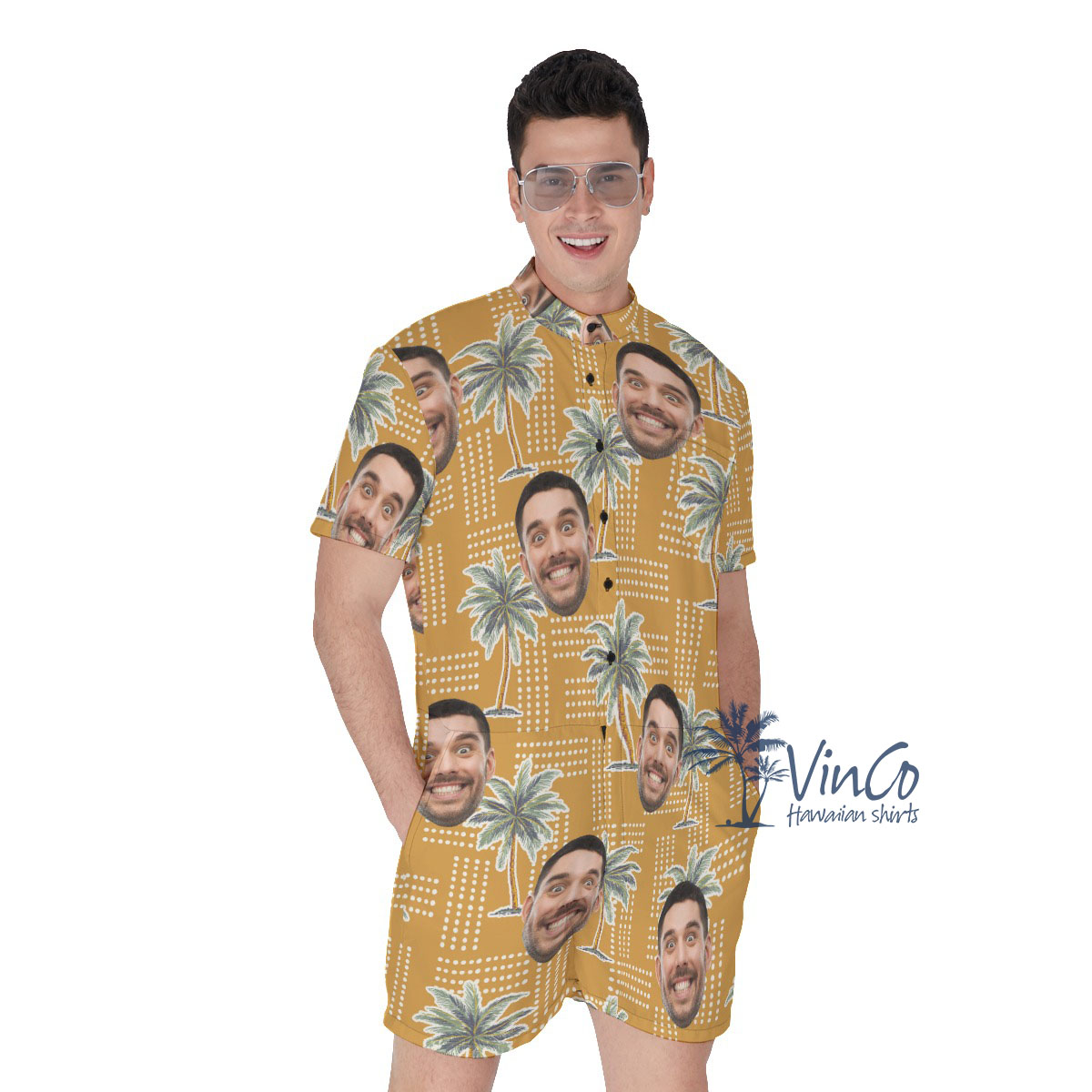 Vintage Palm Tree Custom Men's Romper With Multiple Faces - variant image 1