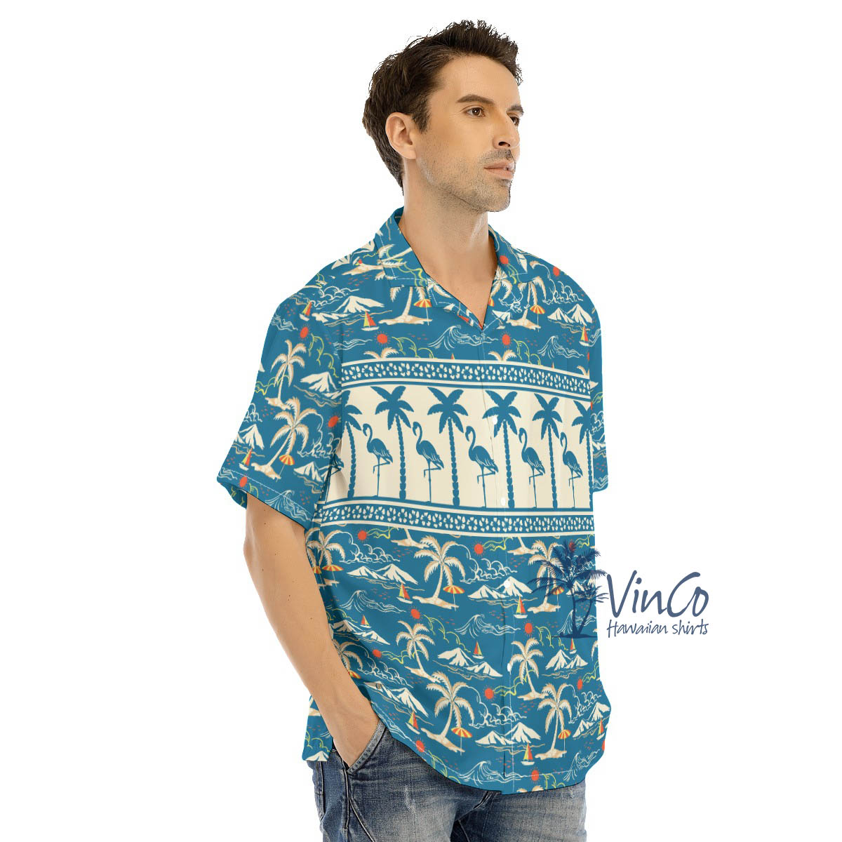 Vintage Men's Flamingo Hawaiian Shirt