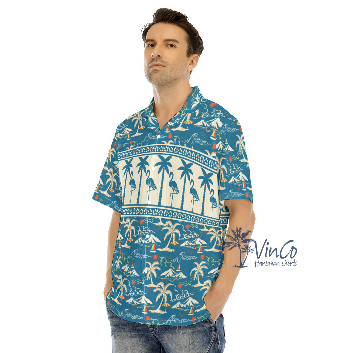 Vintage Men's Flamingo Hawaiian Shirt