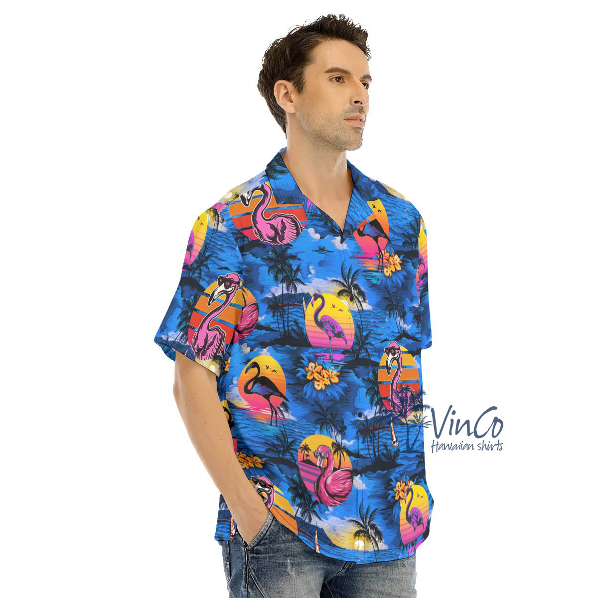 Funny Flamingo Tropical Beach Hawaiian Shirt