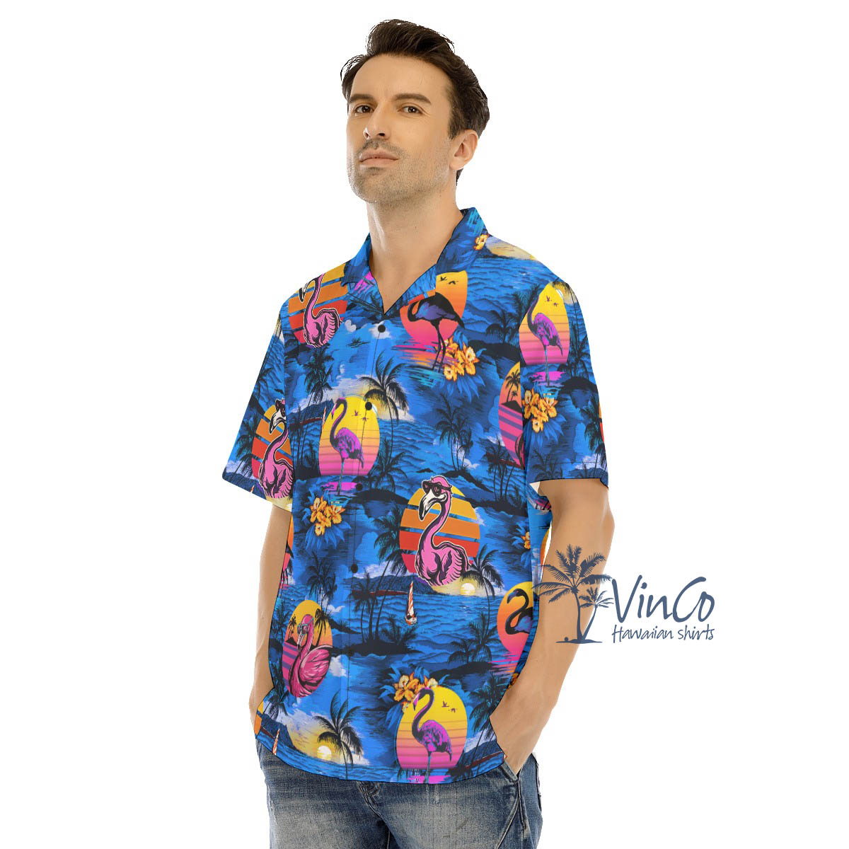 Funny Flamingo Tropical Beach Hawaiian Shirt