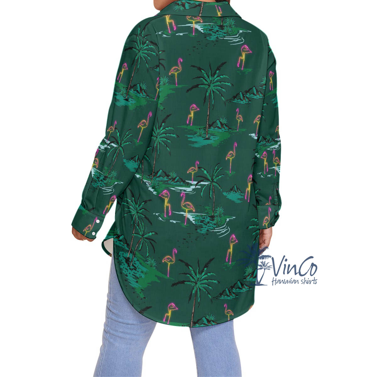 Flamingo Plus Size Hawaiian Shirt For Women