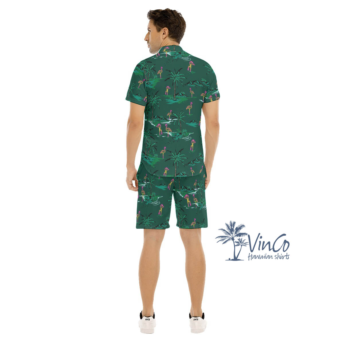 Hawaiian Flamingo Beach Shirt Set For Men