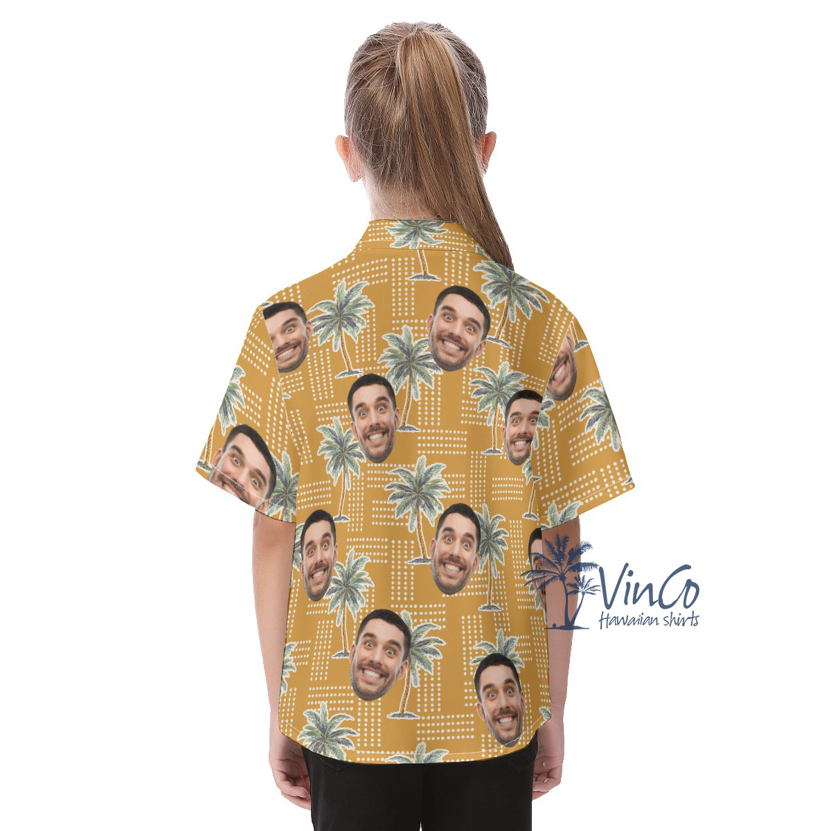 Vintage Palm Tree Custom Face Kid's Hawaiian Shirt