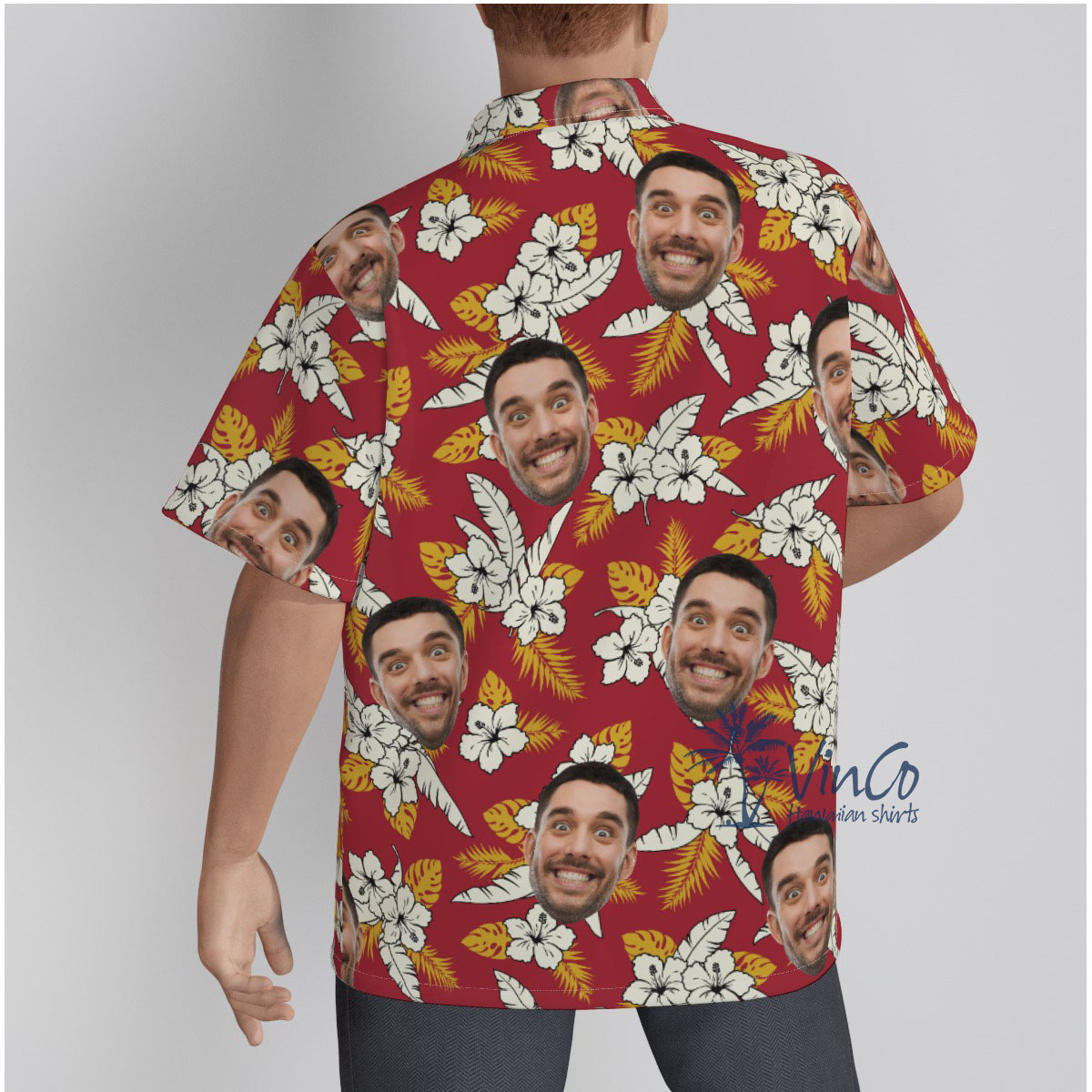 Floral Custom Face Red Hawaiian Shirt With Face