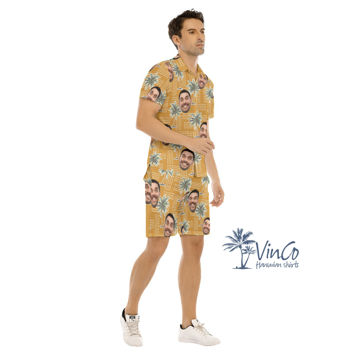 Palm Tree Yellow Custom Hawaiian Shirt And Shorts With Multiple Faces
