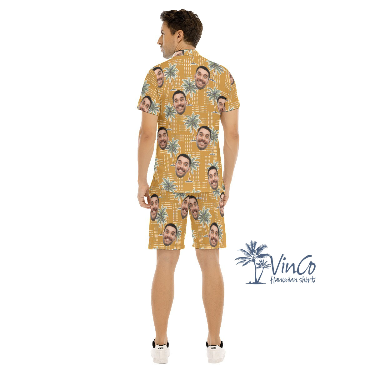 Palm Tree Yellow Custom Hawaiian Shirt And Shorts With Multiple Faces