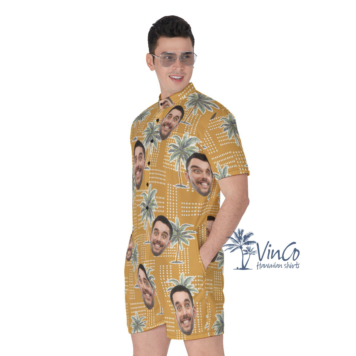 Vintage Palm Tree Custom Men's Romper With Multiple Faces