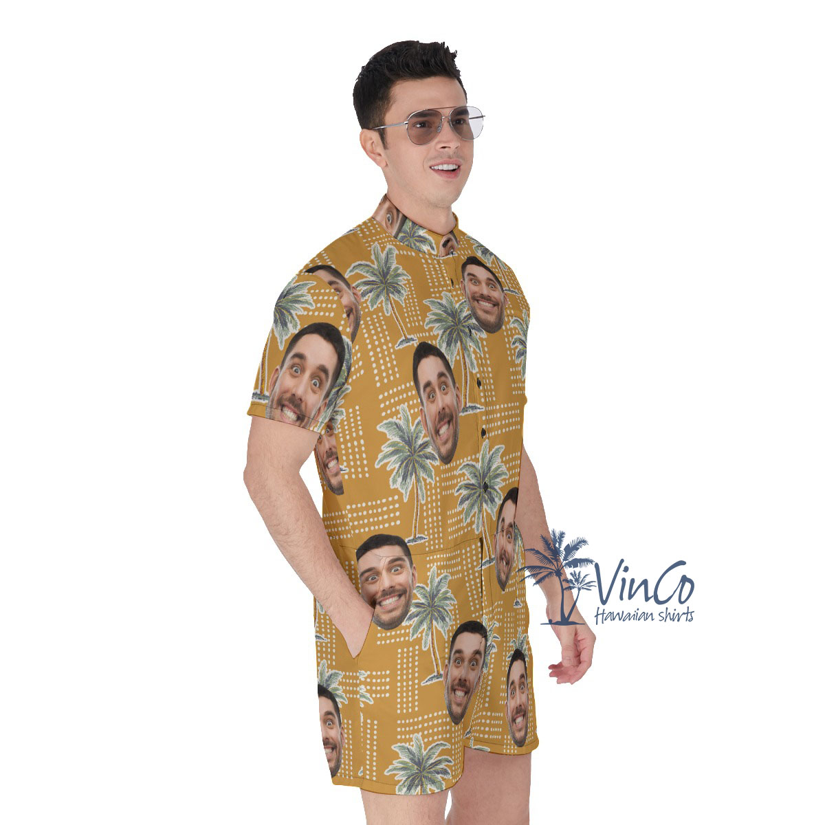Vintage Palm Tree Custom Men's Romper With Multiple Faces