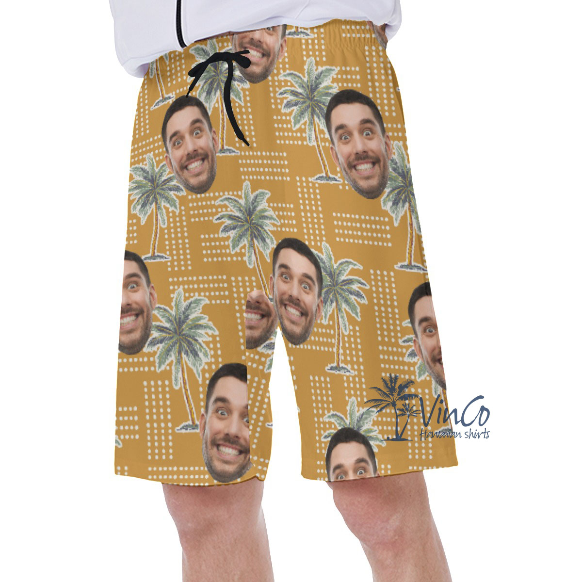 Vintage Palm Tree Custom Face Men's Hawaiian Shorts