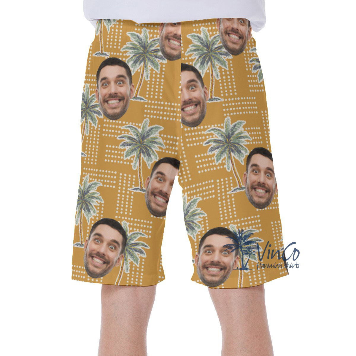 Vintage Palm Tree Custom Face Men's Hawaiian Shorts