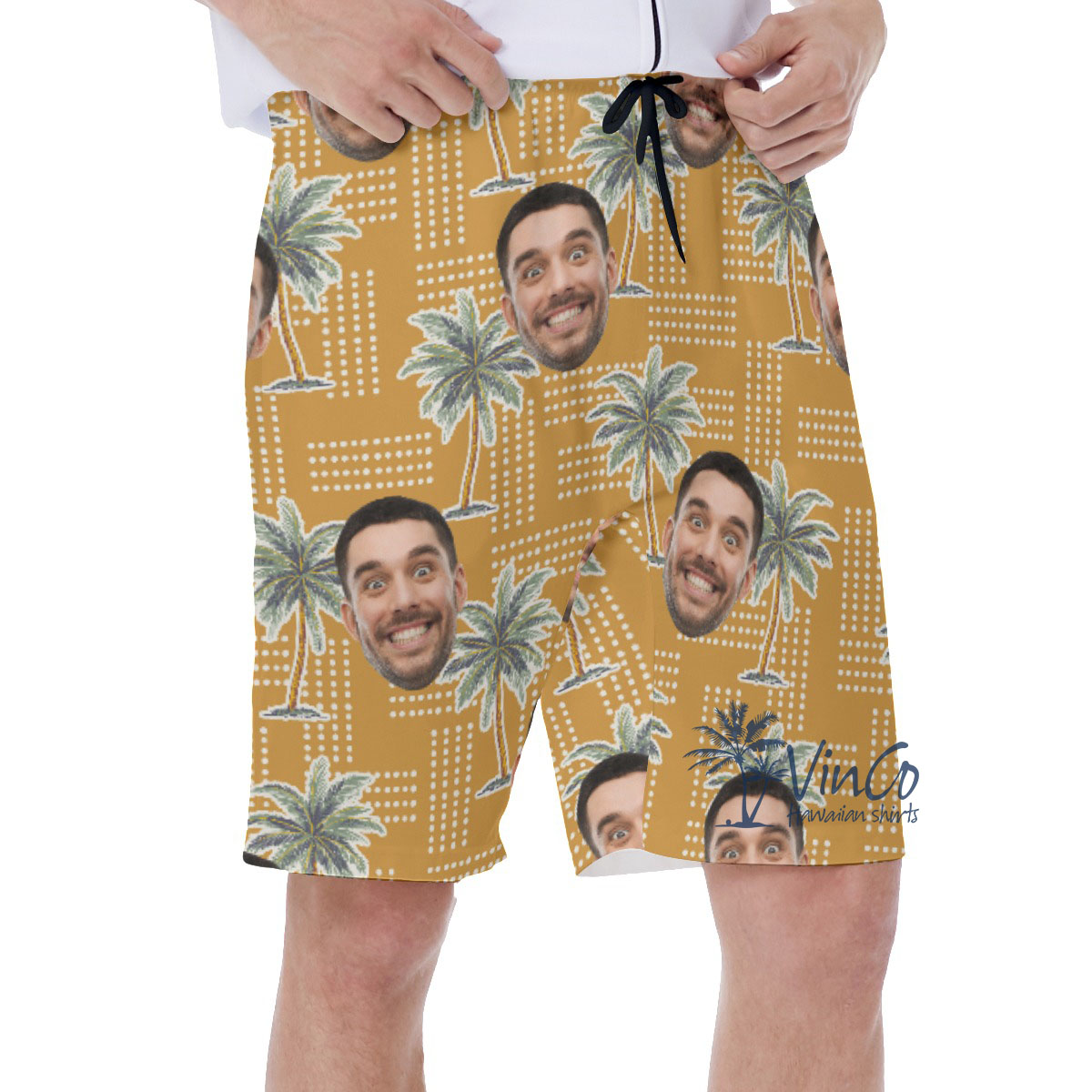 Vintage Palm Tree Custom Face Men's Hawaiian Shorts