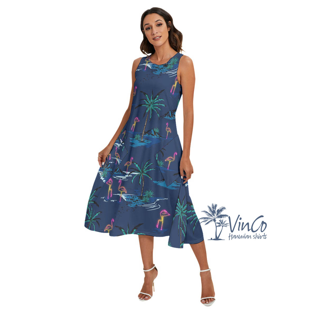 Flamingo Aloha Dress With Pockets For Vacation - variant image 1