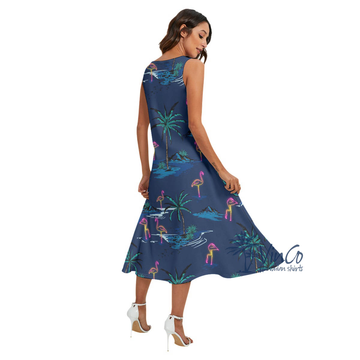 Flamingo Aloha Dress With Pockets For Vacation